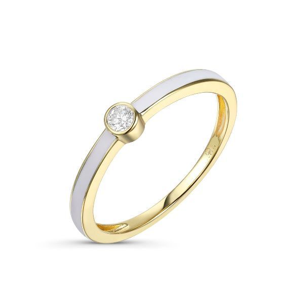 14K White Enameled Diamond Fashion Ring by Luvente Goldmart Jewelers Redding, CA