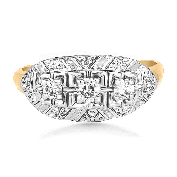 14K Diamond Vintage Fashion Ring - Estate Goldmart Jewelers Redding, CA
