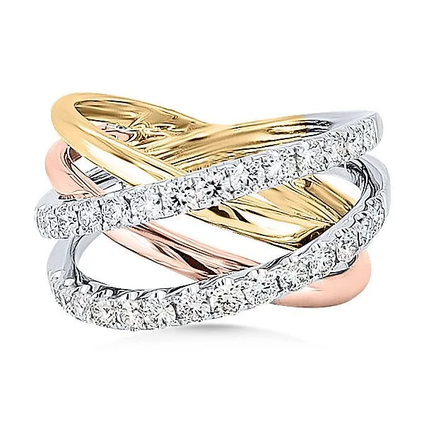 14K Diamond Criss Cross Fashion Ring by GM Signature Collection Goldmart Jewelers Redding, CA