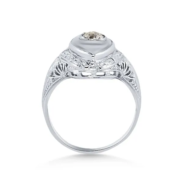 18K Art Deco Diamond & Camphor Glass Ring - Estate Image 2 Goldmart Jewelers Redding, CA