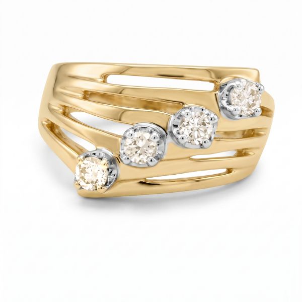 14K Yellow Gold Top Lite Brown Diamond Modern Fashion Ring Goldmart Jewelers Redding, CA