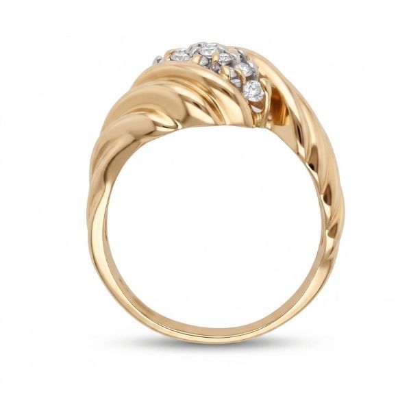 14K Yellow Gold Round Diamond Cluster Ring Image 2 Goldmart Jewelers Redding, CA