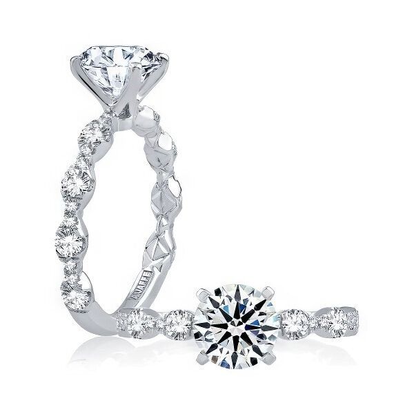 18K Halo Semi Engagement Ring by A.Jaffe Goldmart Jewelers Redding, CA
