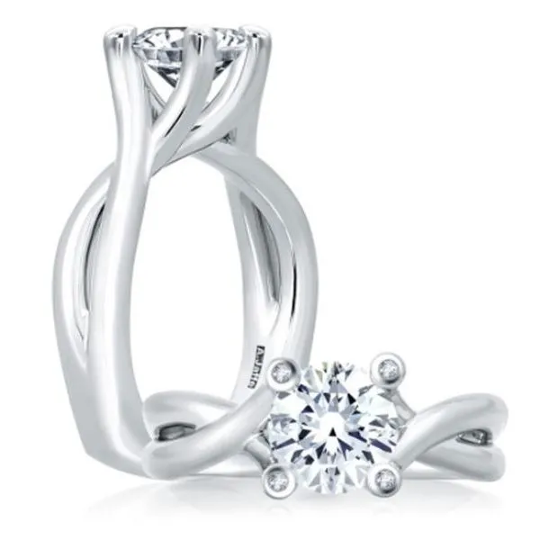 18K Solitaire Semi-mount Engmt. Twist Ring by A.Jaffe Goldmart Jewelers Redding, CA