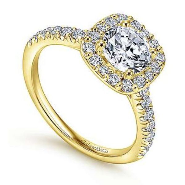 14K Halo Semi-mount Engagement Ring by Gabriel Goldmart Jewelers Redding, CA