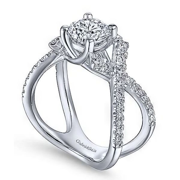 14K Diamond Split Shank Engagement Ring by Gabriel Goldmart Jewelers Redding, CA