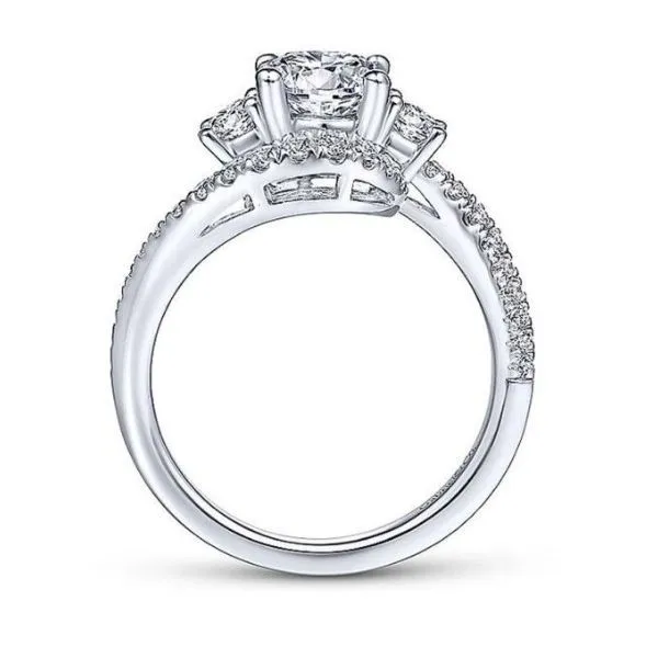 14K Three Gem Engagement Ring by Gabriel & Co. Image 2 Goldmart Jewelers Redding, CA