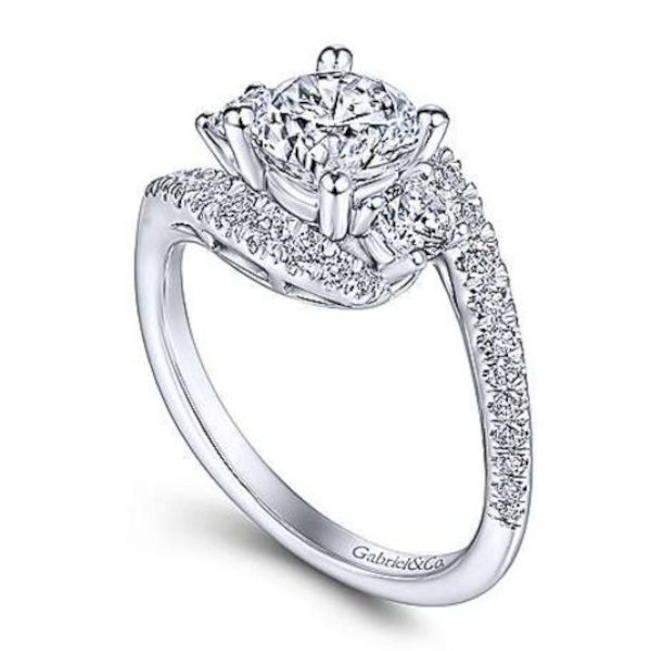 14K Three Gem Engagement Ring by Gabriel & Co. Goldmart Jewelers Redding, CA