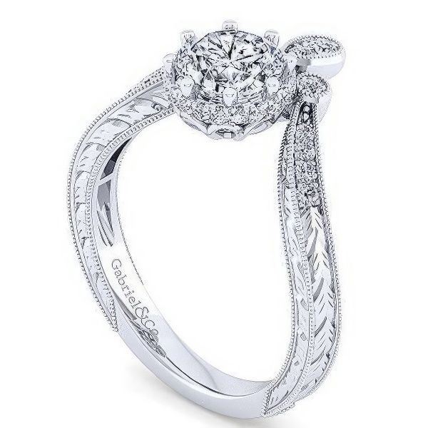 14K Victorian Inspired Engagement Ring by Gabriel Goldmart Jewelers Redding, CA