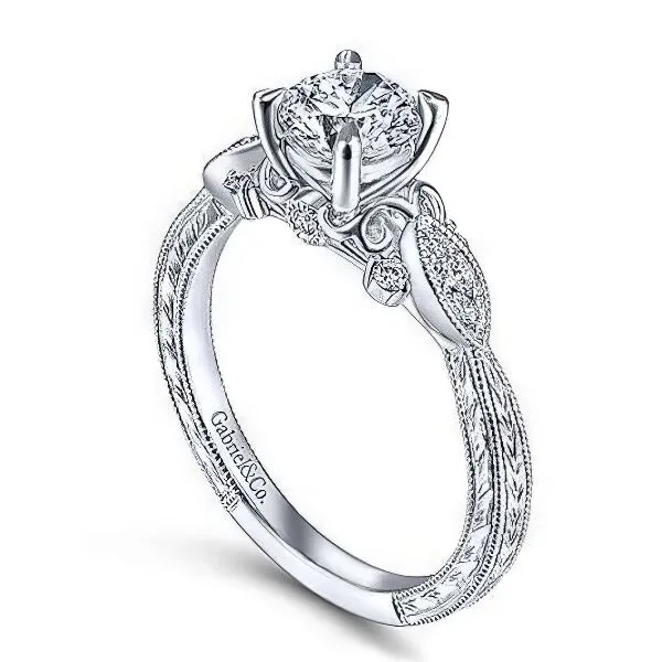 14K Victorian Inspired Engagement Ring by Gabriel Goldmart Jewelers Redding, CA