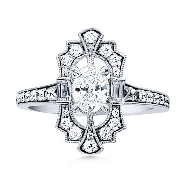 14K Art Deco style Engagement Ring by Gabriel Goldmart Jewelers Redding, CA