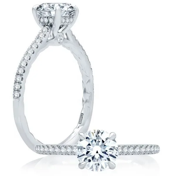 18K Halo Semi-mount Halo Engagement Ring by A.Jaffe Goldmart Jewelers Redding, CA