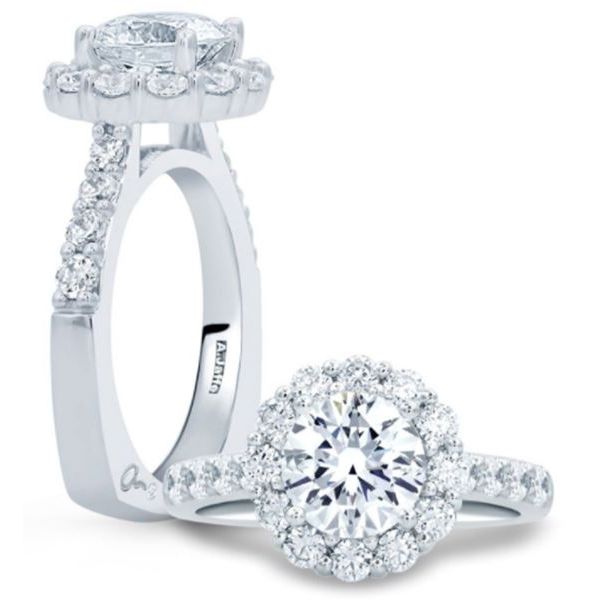 18K Halo Euro Shank Engagement Ring by A.Jaffe Goldmart Jewelers Redding, CA