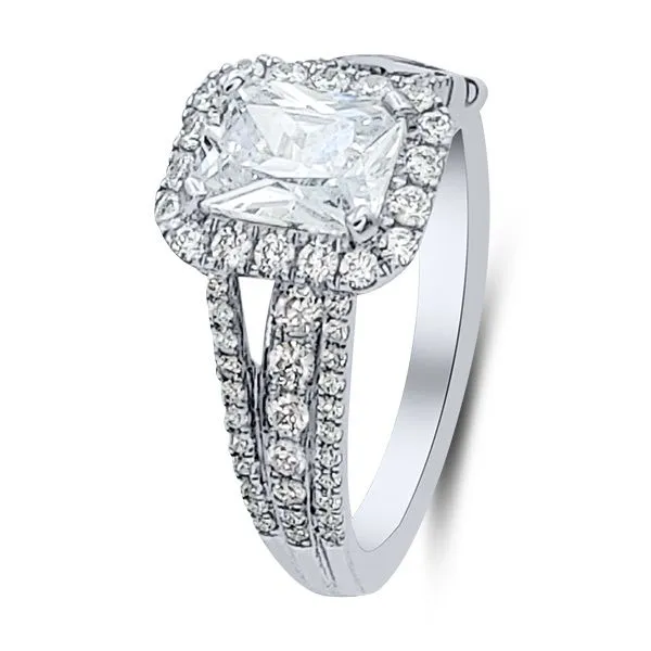 18K Halo Semi-mount Engagement Ring by A.Jaffe Goldmart Jewelers Redding, CA