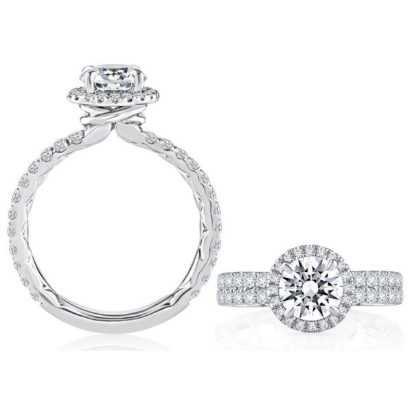 18K Halo Semi-mount Engagement Ring by A.Jaffe Goldmart Jewelers Redding, CA