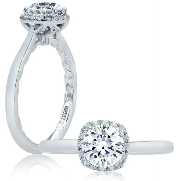 18K Halo Semi-mount Engagement Ring by A.Jaffe Goldmart Jewelers Redding, CA