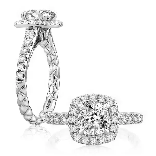 18K Halo Engagement Ring by A.Jaffe Goldmart Jewelers Redding, CA