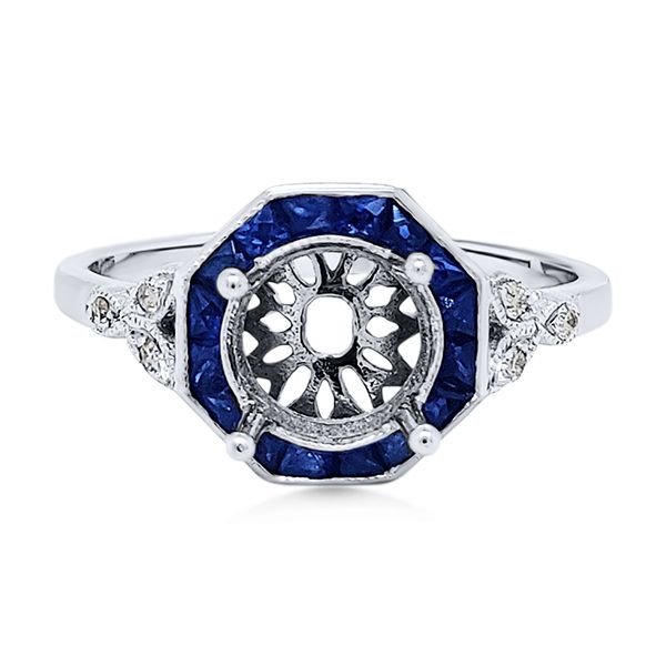14K Blue Sapphire Halo Semi Mount Ring – GM Signature Goldmart Jewelers Redding, CA