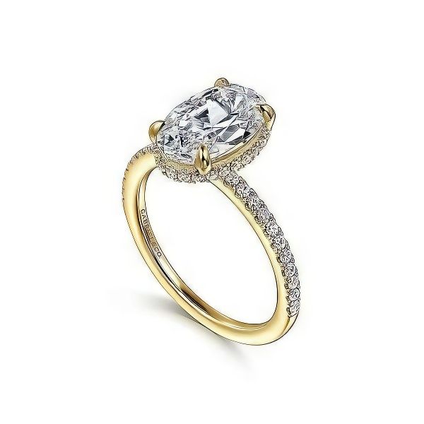 14K Halo Diamond Semi-mount Ring by Gabriel & Co. Image 3 Goldmart Jewelers Redding, CA