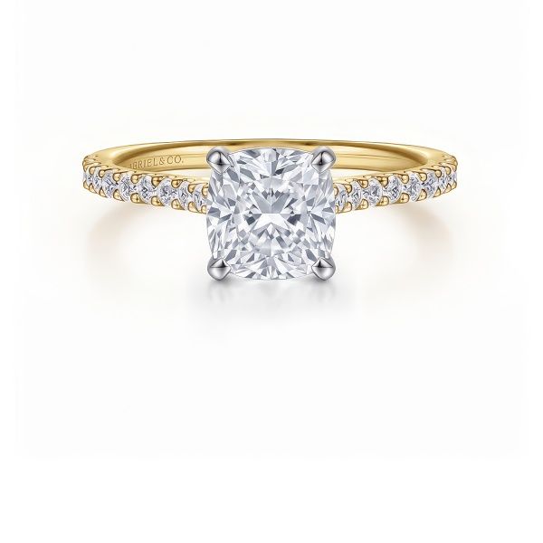 14K Semi-mount Cushion Engagement Ring by Gabriel