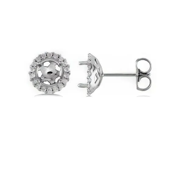 Platinum Halo Semi-Mount Earrings - Goldmart Signature Goldmart Jewelers Redding, CA