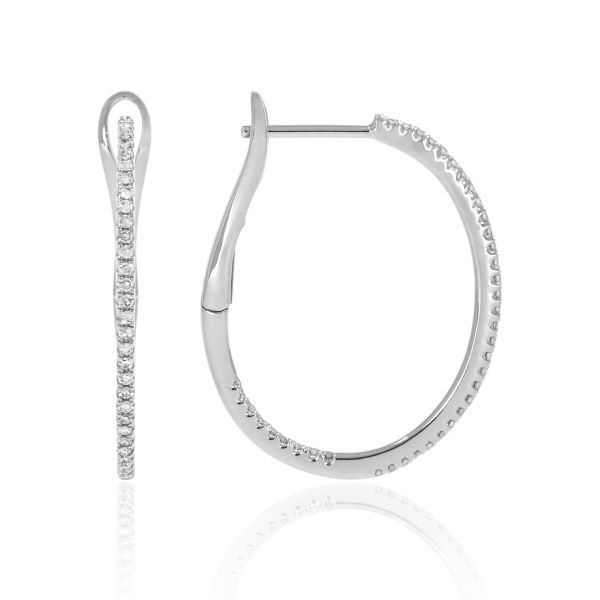 14K Elongated Medium Hoop Earrings by Luventeby Luvente Goldmart Jewelers Redding, CA