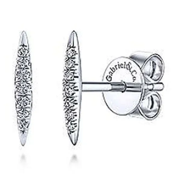 Modern, 14K Elongated Diamond Bar Stud Earrings by Gabriel Goldmart Jewelers Redding, CA