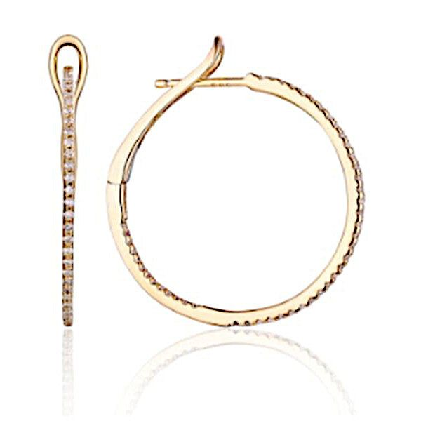 14K Diamond Medium Hoop Earrings by Luvente Goldmart Jewelers Redding, CA