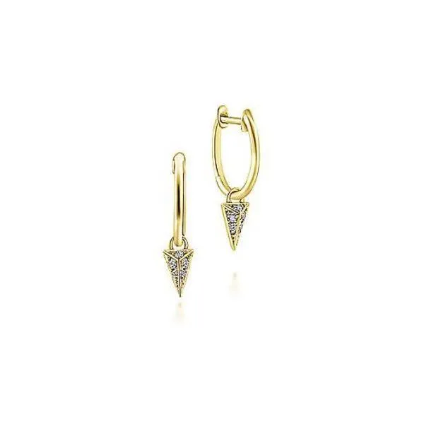 Stylish, 14K Pavé 10mm Spike Drop Earrings by Gabriel Goldmart Jewelers Redding, CA