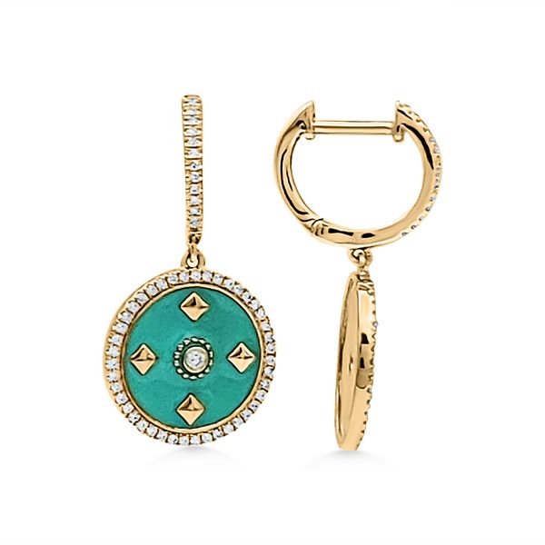 14K Enameled Turquoise Drop Earrings by Luvente Goldmart Jewelers Redding, CA