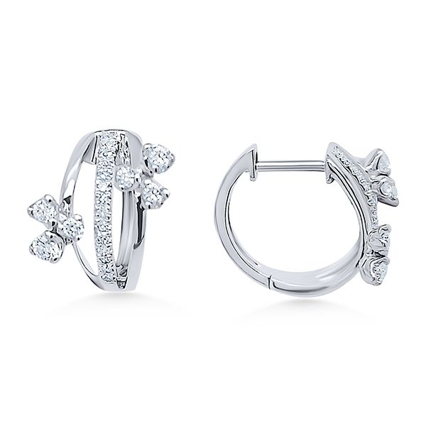 14K Diamond Triple Hoop Huggie Earrings by Luvente Goldmart Jewelers Redding, CA