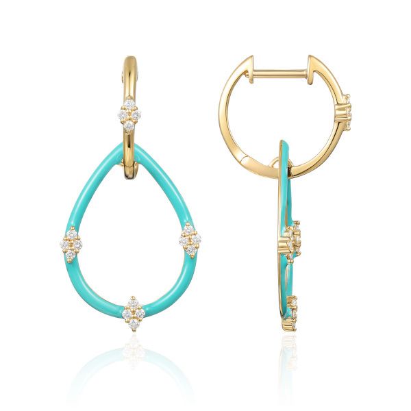 14K Enameled Turquoise Dangle Earrings by Luvente Goldmart Jewelers Redding, CA