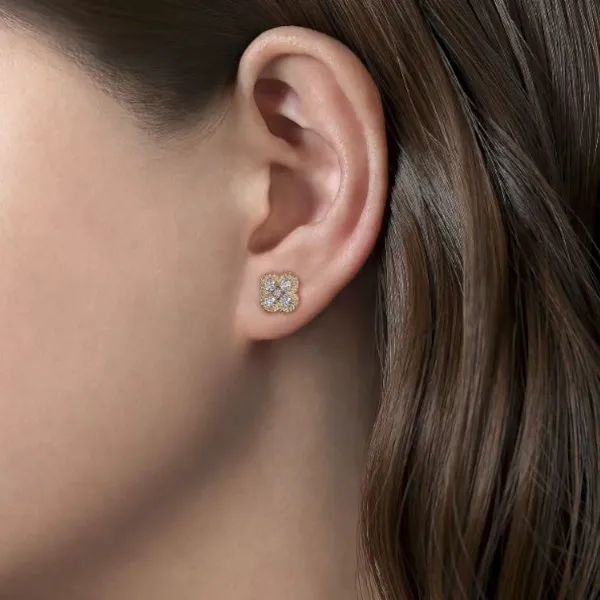 14K Diamond Twisted Rope Stud Earrings by Gabriel & Co. Image 2 Goldmart Jewelers Redding, CA
