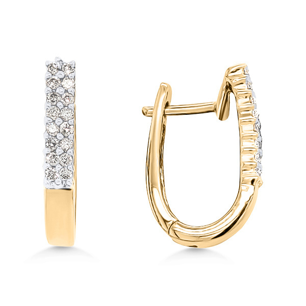 14K Mid-Century Modern Diamond Huggie Earrings - Estate Goldmart Jewelers Redding, CA