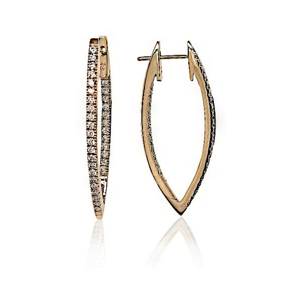 14K Small Pointed Diamond Hoop Earrings - GM Signature Goldmart Jewelers Redding, CA