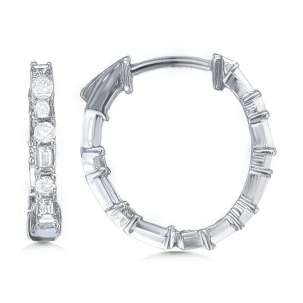 14K Diamond Medium Hoop Earrings - GM Signature Goldmart Jewelers Redding, CA