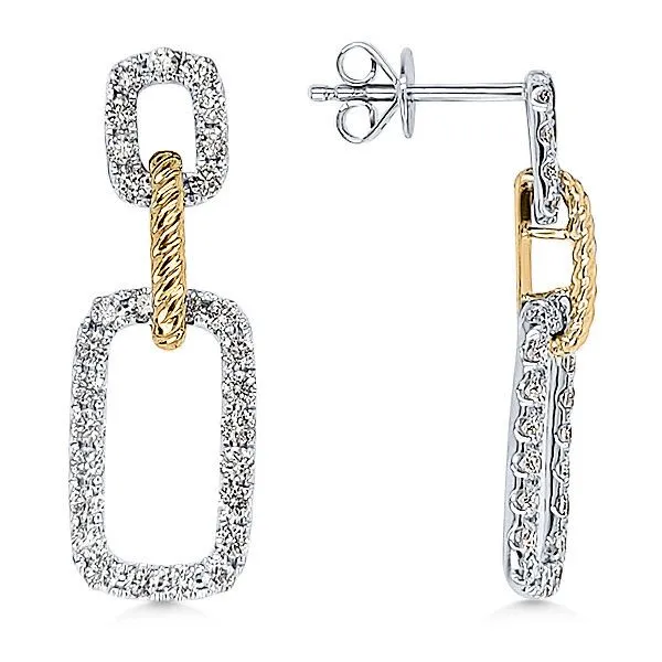 14K Diamond Rectangle Earrings by GM Signature Goldmart Jewelers Redding, CA