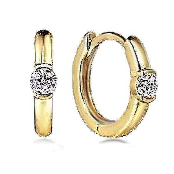 14K Diamond Huggie Earrings by Gabriel & Co. Goldmart Jewelers Redding, CA