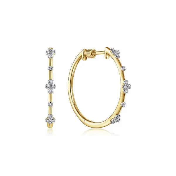 14K Round Classic Diamond Hoop Earrings by Gabriel Goldmart Jewelers Redding, CA