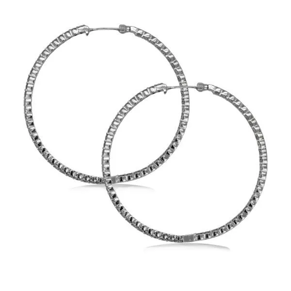 14K Large Hoop Diamond Earrings - Estate Goldmart Jewelers Redding, CA