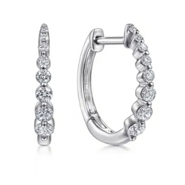 14K Diamond Huggie Earrings by Gabriel & Co. Goldmart Jewelers Redding, CA