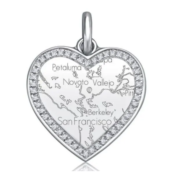 Customizable, choice of metal, Map Pendant by A.Jaffe Goldmart Jewelers Redding, CA