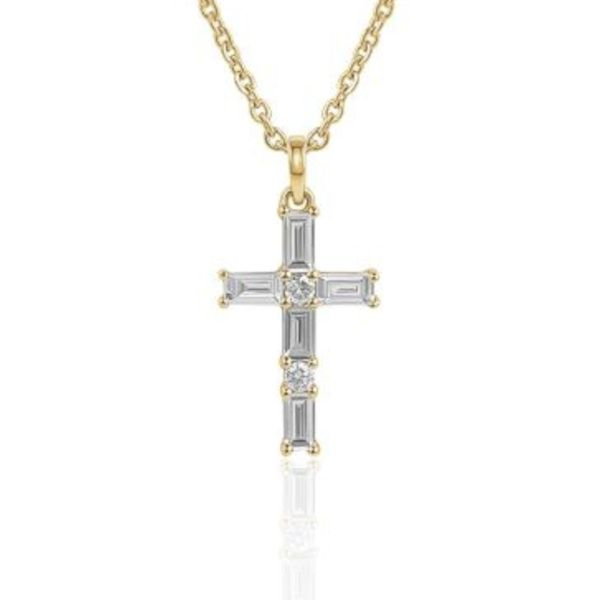 14K Cross Pendant w/Baguette cut Diamonds by Luvente Goldmart Jewelers Redding, CA