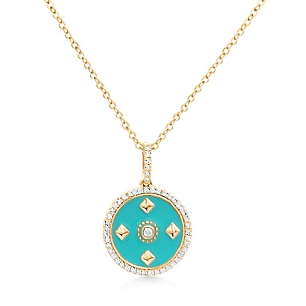 14K Enameled Turquoise Drop Pendant by Luvente Goldmart Jewelers Redding, CA