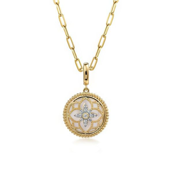 14K Bujukan Diamond & Mother of Pearl Pendant by Gabriel Goldmart Jewelers Redding, CA