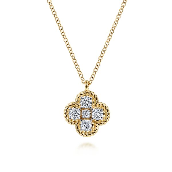 14K 17.5” Diamond Pendant by Gabriel & Co. Goldmart Jewelers Redding, CA