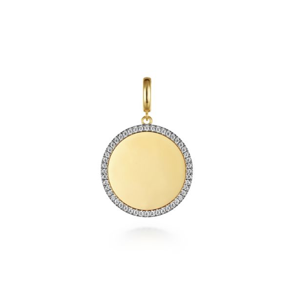 14K Pesonalized Medallion Pendant by Gabriel & Co. Goldmart Jewelers Redding, CA