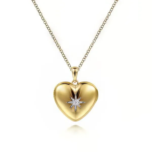 14K Diamond Star Heart Locket by Gabriel & Co. Goldmart Jewelers Redding, CA