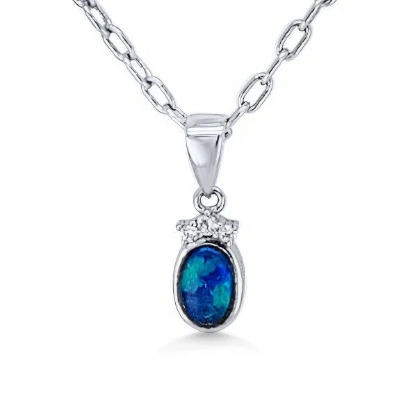 SS Australian Opal & Diamond Pendant - GM Signature. Goldmart Jewelers Redding, CA