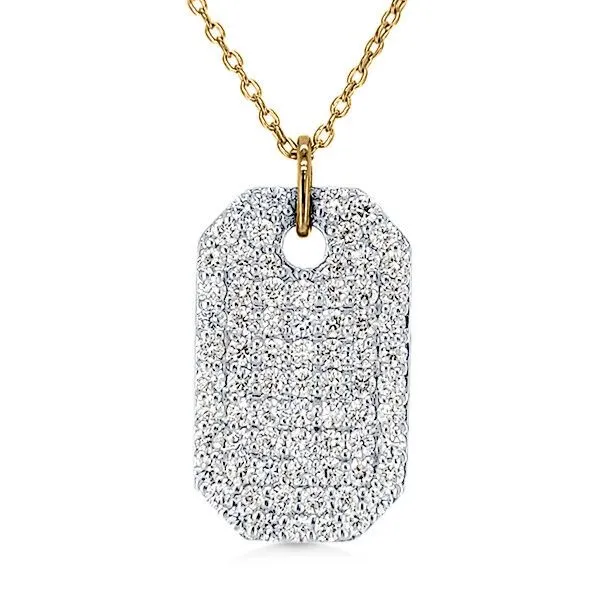 14K 18” Diamond Dog Tag Pendant by GM Signature Goldmart Jewelers Redding, CA